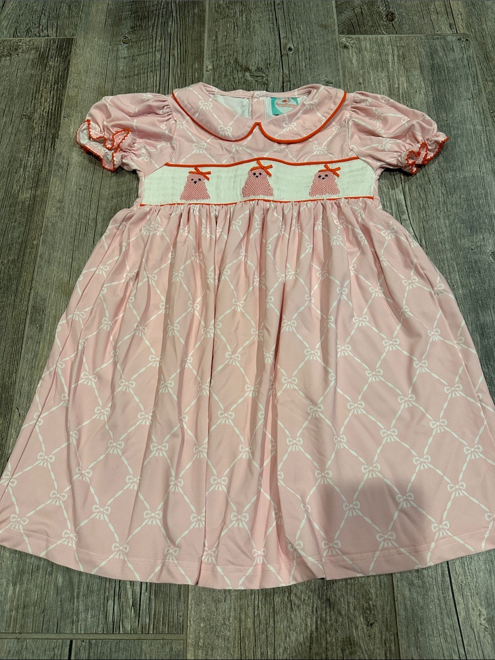 The Smocked Flamingo Halloween Smocked Embroidered Ghost Dress New